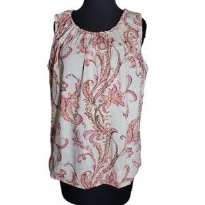 Tommy Hilfiger scoop neck sleeveless floral paisley print top size medium